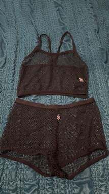 Shade & Shore Black Mesh Fishnet 2-Piece Swim Cover Up Set